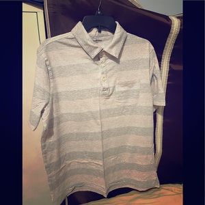 Polo shirt from color pink and gray stripes
